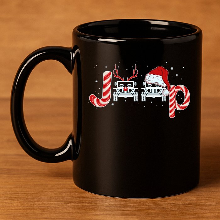 Christmas off Road Car Reindeer 11oz C Handle Ceramic Mug