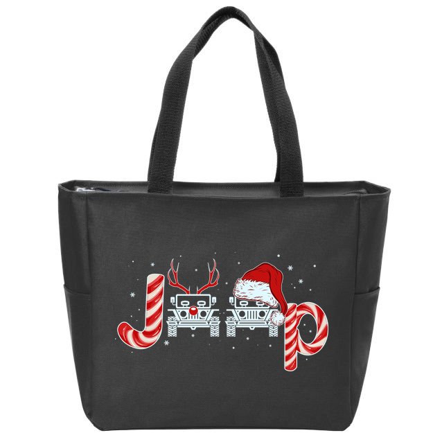 Christmas off Road Car Reindeer Zip Tote Bag