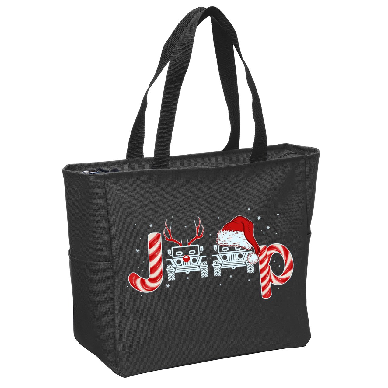Christmas off Road Car Reindeer Zip Tote Bag