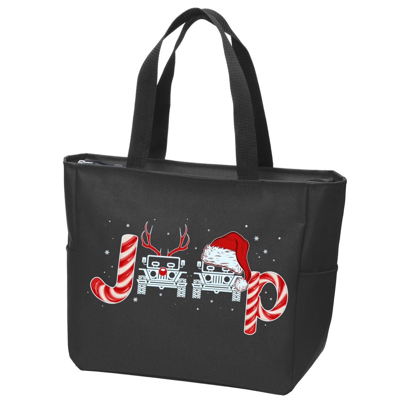 Christmas off Road Car Reindeer Zip Tote Bag