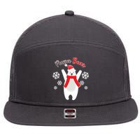 Christmas Papa Bear 7 Panel Mesh Trucker Snapback Hat