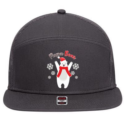 Christmas Papa Bear 7 Panel Mesh Trucker Snapback Hat