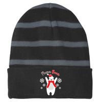 Christmas Papa Bear Striped Beanie with Solid Band