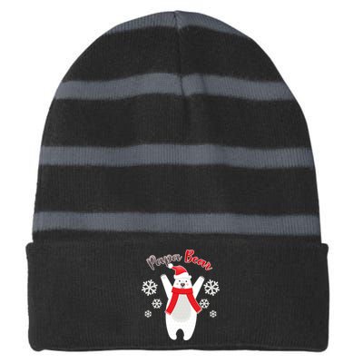 Christmas Papa Bear Striped Beanie with Solid Band