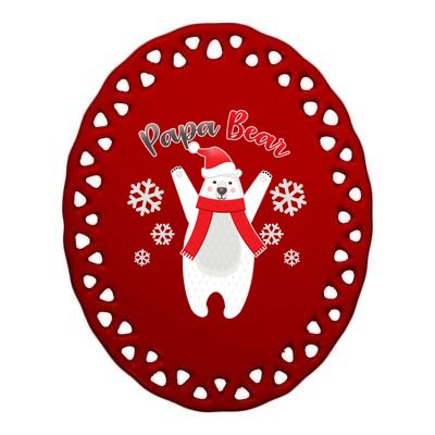 Christmas Papa Bear Ceramic Oval Ornament