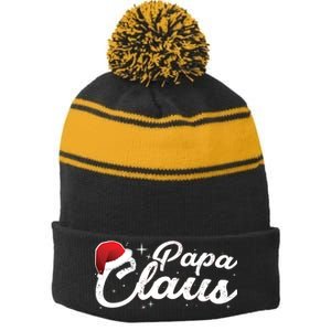 Christmas Papa Claus  Stripe Pom Pom Beanie