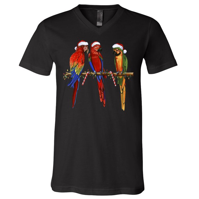 Christmas Parrots V-Neck T-Shirt