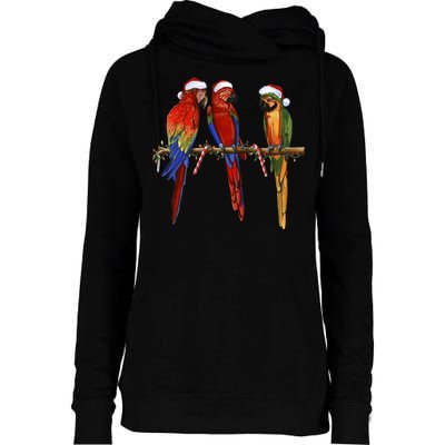 Christmas Parrots Womens Funnel Neck Pullover Hood