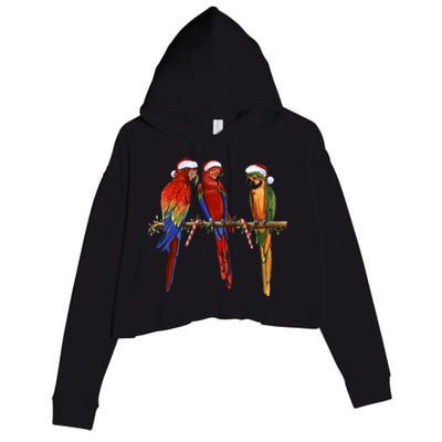 Christmas Parrots Crop Fleece Hoodie