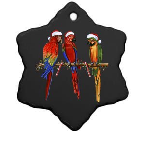 Christmas Parrots Ceramic Star Ornament