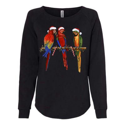 Christmas Parrots Womens California Wash Sweatshirt