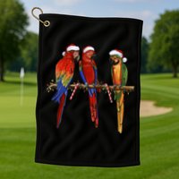 Christmas Parrots Golf Towel