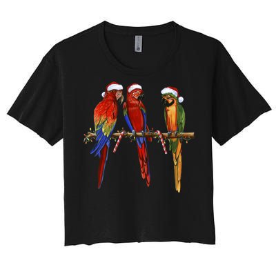 Christmas Parrots Women's Crop Top Tee