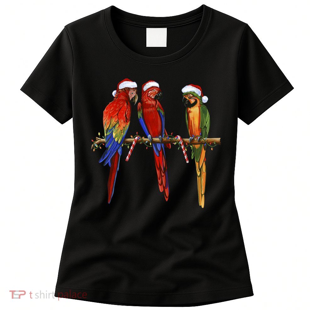 Christmas Parrots Womens T-Shirt