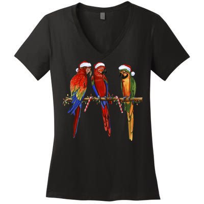 Christmas Parrots Women's V-Neck T-Shirt