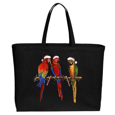 Christmas Parrots Cotton Canvas Jumbo Tote