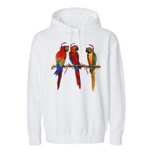 Christmas Parrots Garment-Dyed Fleece Hoodie