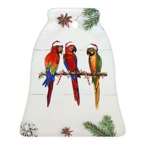 Christmas Parrots Ceramic Bell Ornament