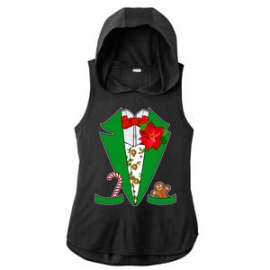 Christmas Party Tuxedo Suit Top Ladies PosiCharge Tri-Blend Wicking Draft Hoodie Tank