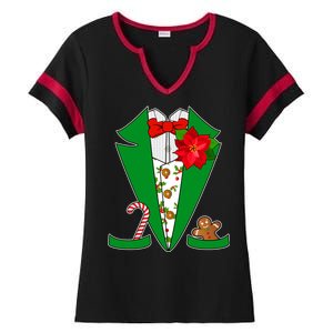 Christmas Party Tuxedo Suit Top Ladies Halftime Notch Neck Tee