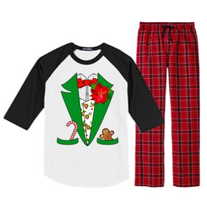 Christmas Party Tuxedo Suit Top Raglan Sleeve Pajama Set