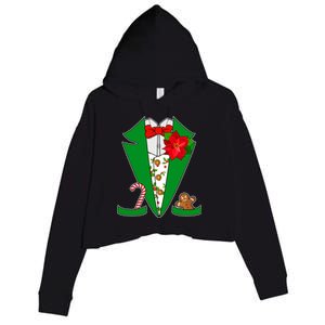 Christmas Party Tuxedo Suit Top Crop Fleece Hoodie