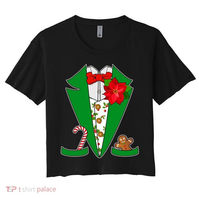 Christmas Party Tuxedo Suit Top Crop Top
