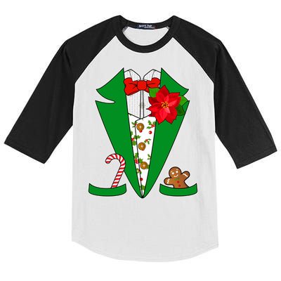 Christmas Party Tuxedo Suit Top Kids Colorblock Raglan Jersey