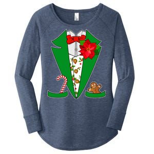 Christmas Party Tuxedo Suit Top Women's Perfect Tri Tunic Long Sleeve Shirt