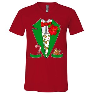 Christmas Party Tuxedo Suit Top V-Neck T-Shirt