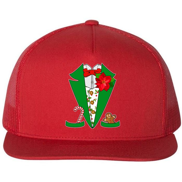 Christmas Party Tuxedo Suit Top Flat Bill Trucker Hat