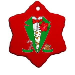 Christmas Party Tuxedo Suit Top Ceramic Star Ornament