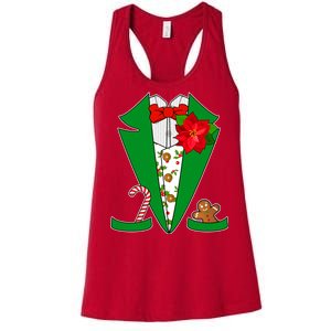 Christmas Party Tuxedo Suit Top Women's Racerback Tank