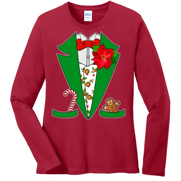 Christmas Party Tuxedo Suit Top Ladies Long Sleeve Shirt