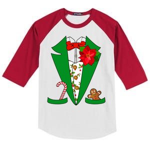 Christmas Party Tuxedo Suit Top Kids Colorblock Raglan Jersey