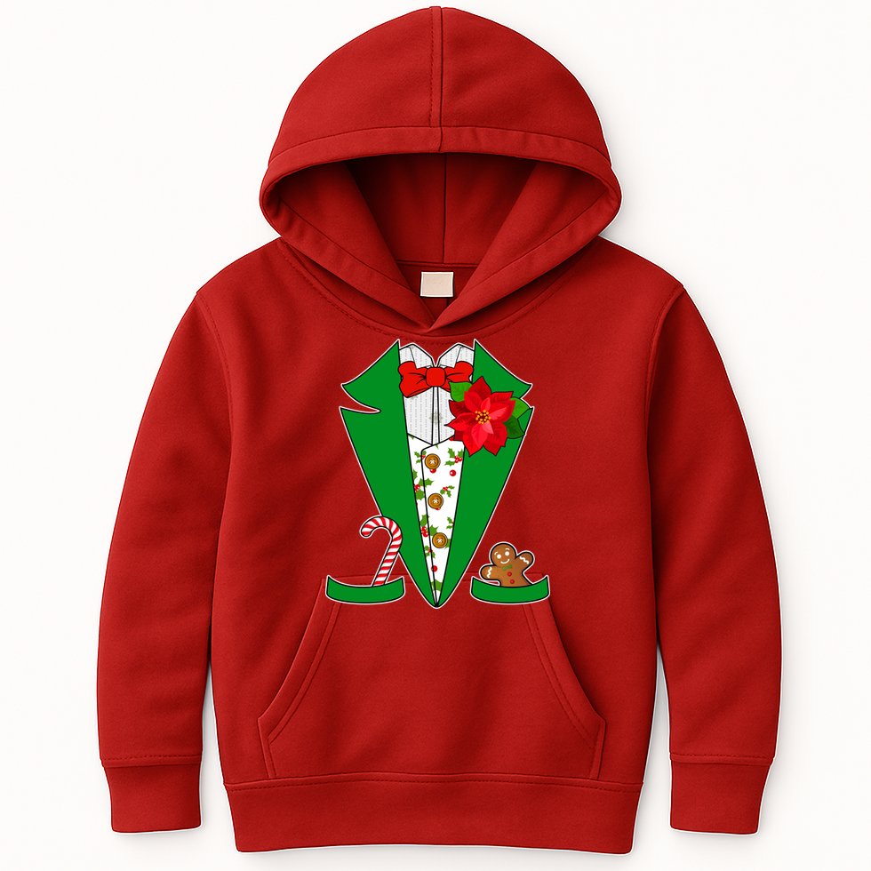 Christmas Party Tuxedo Suit Top Kids Hoodie