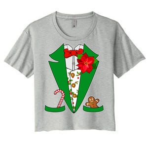 Christmas Party Tuxedo Suit Top Women's Crop Top Tee