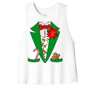 Christmas Party Tuxedo Suit Top Women's Racerback Cropped Tank