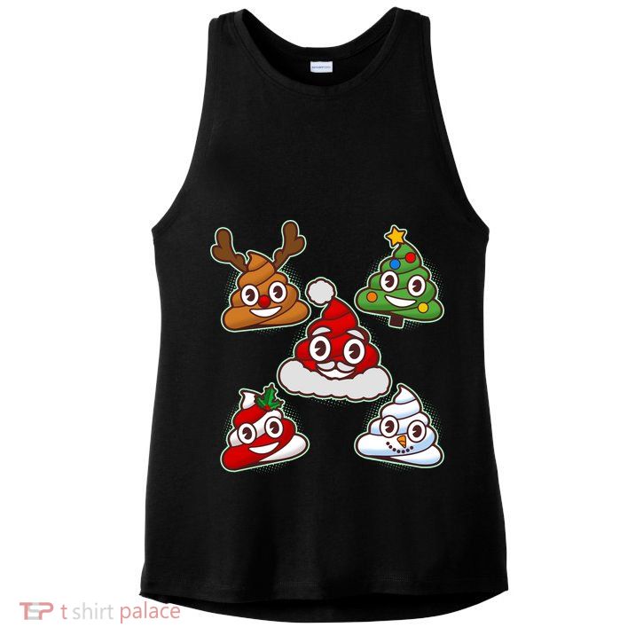 Christmas Poop Emoji Group Ladies PosiCharge Tri-Blend Wicking Tank