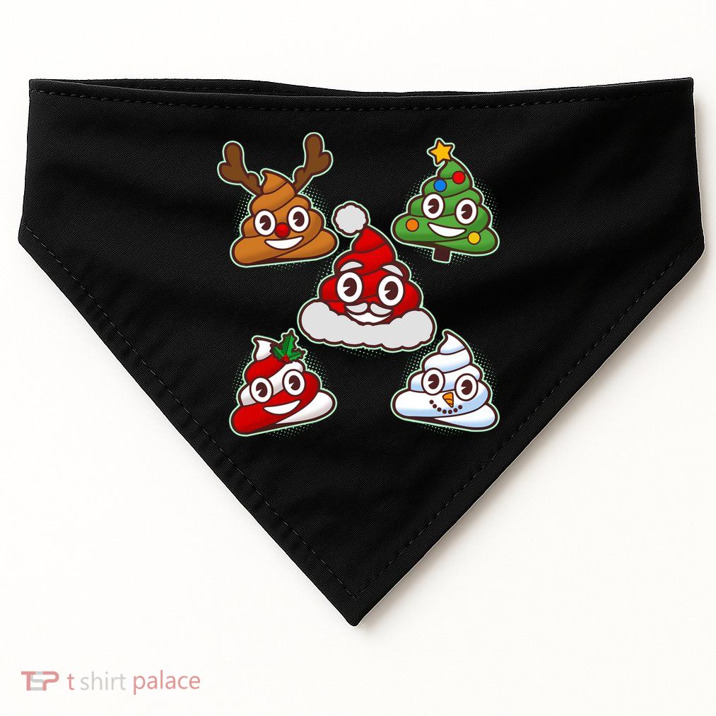 Christmas Poop Emoji Group USA-Made Doggie Bandana