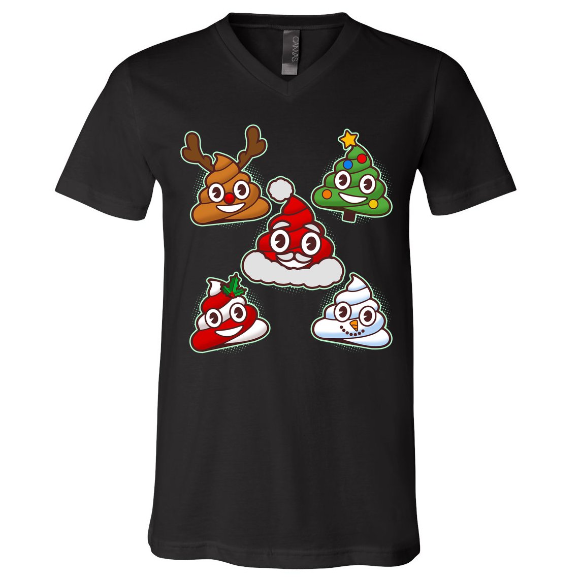 Christmas Poop Emoji Group V-Neck T-Shirt