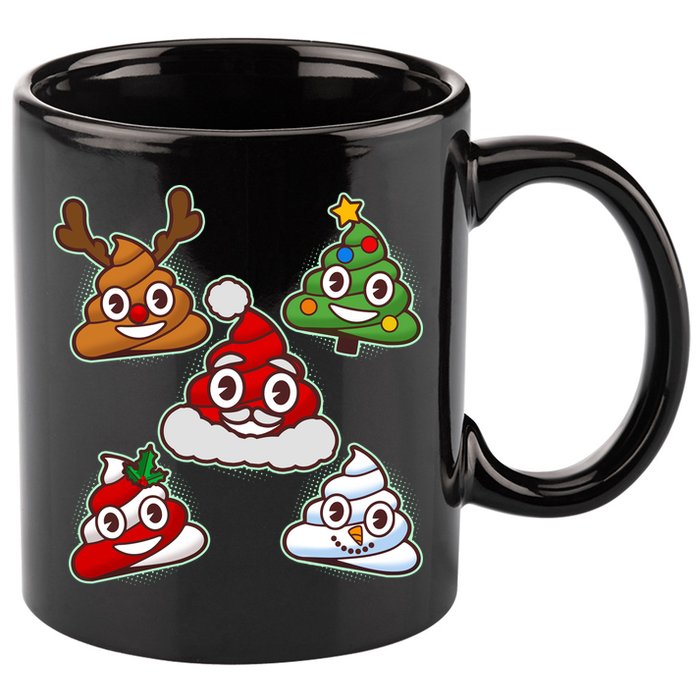 Christmas Poop Emoji Group 11oz C Handle Ceramic Mug
