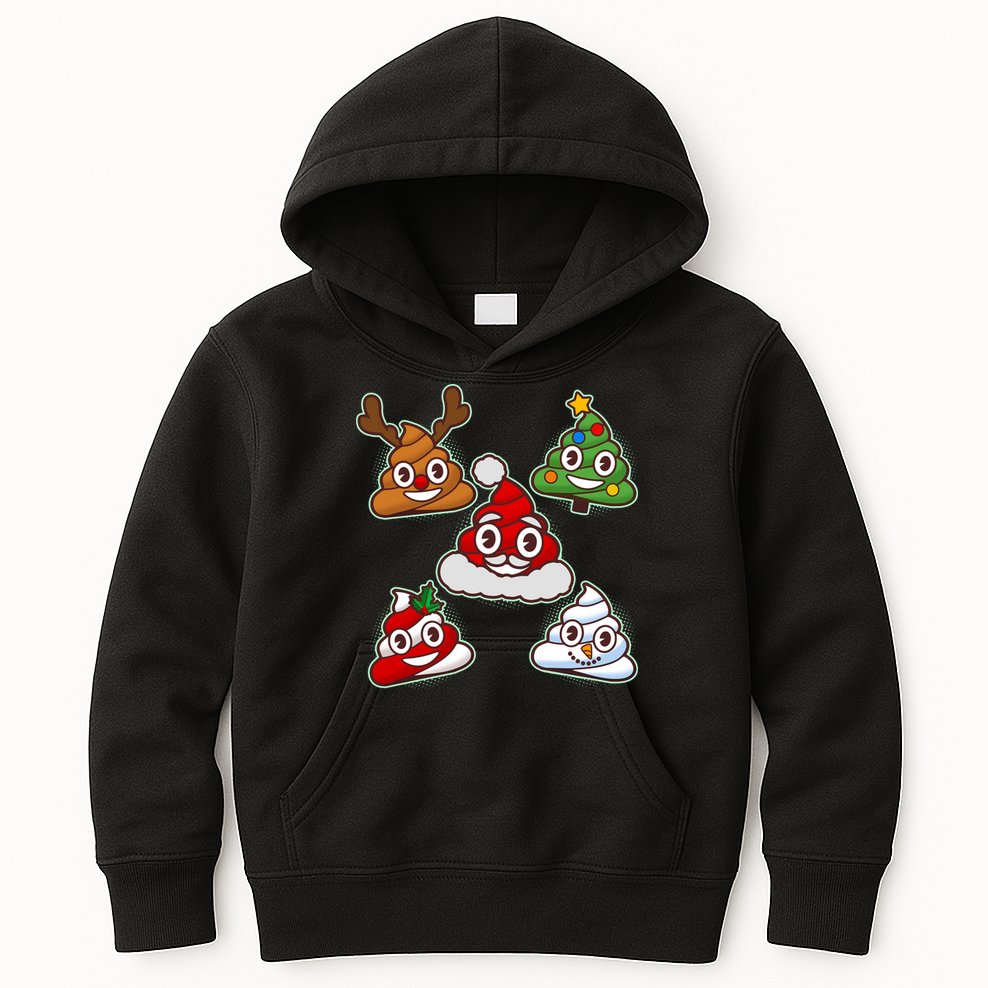 Christmas Poop Emoji Group Kids Hoodie