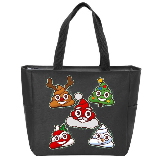 Christmas Poop Emoji Group Zip Tote Bag