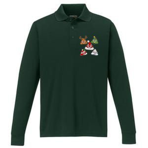 Christmas Poop Emoji Group Performance Long Sleeve Polo