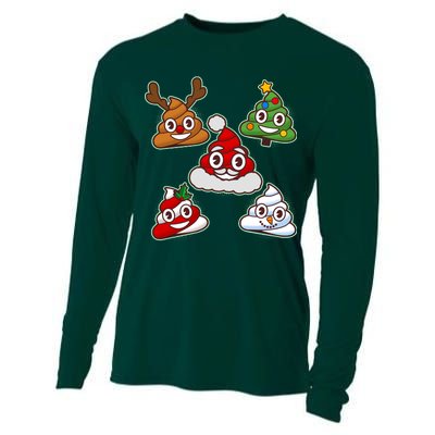 Christmas Poop Emoji Group Cooling Performance Long Sleeve Crew