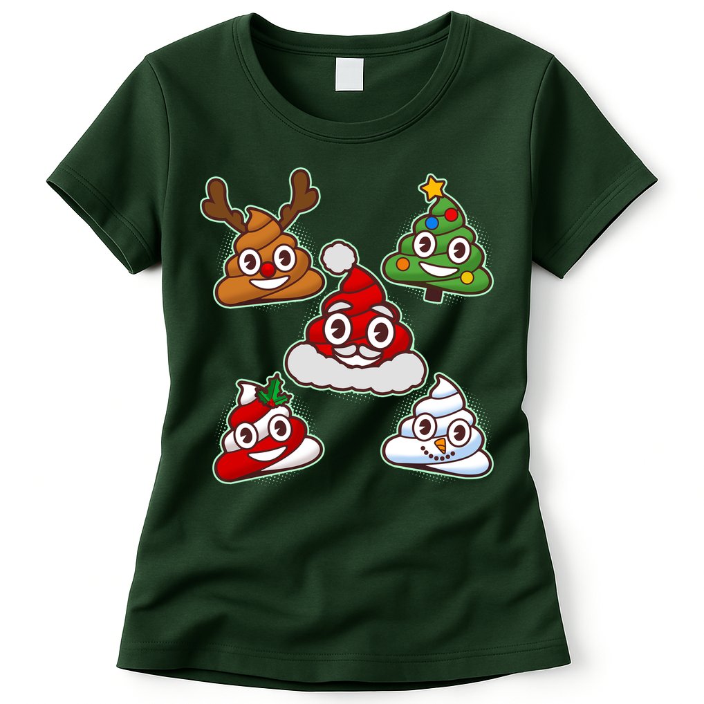 Christmas Poop Emoji Group Womens T-Shirt