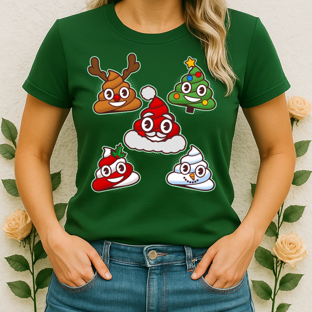 Christmas Poop Emoji Group Womens T-Shirt