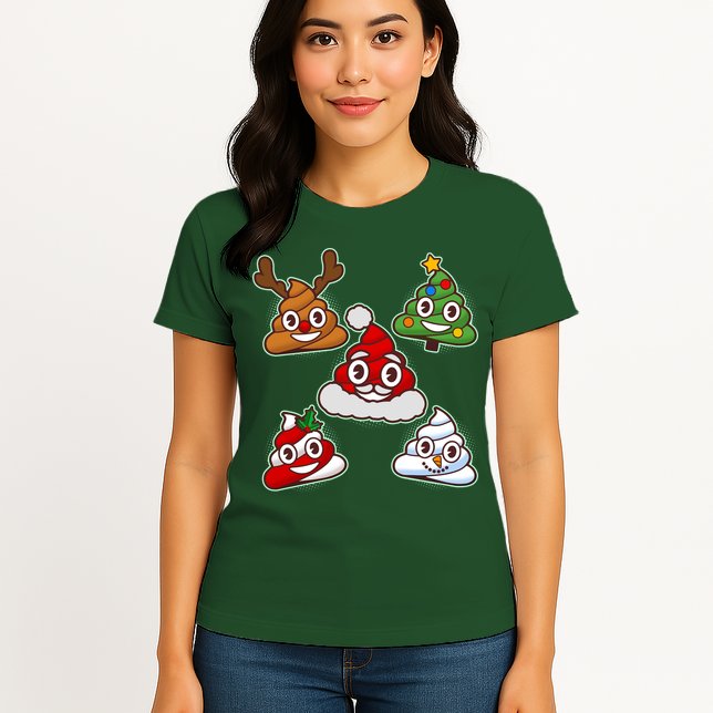 Christmas Poop Emoji Group Womens T-Shirt