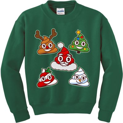 Christmas Poop Emoji Group Kids Sweatshirt